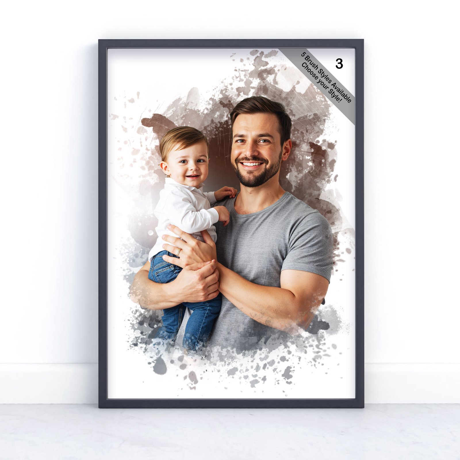 Father and Child Portrait | Custom Watercolour from Photo | Design Set 5 5 father and child portrait | custom watercolour from photo | design set 5
