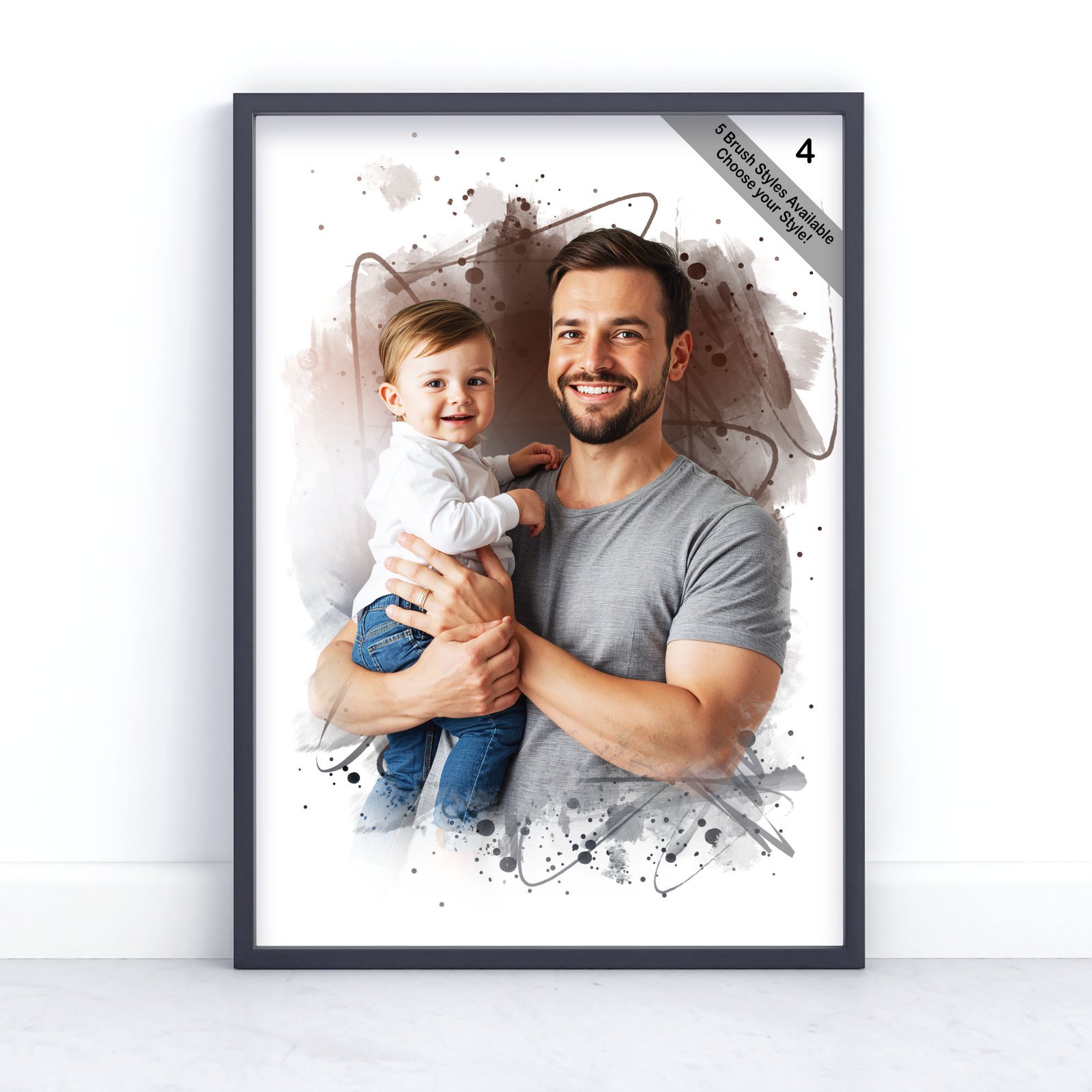 Father and Child Portrait | Custom Watercolour from Photo | Design Set 5 6 father and child portrait | custom watercolour from photo | design set 5
