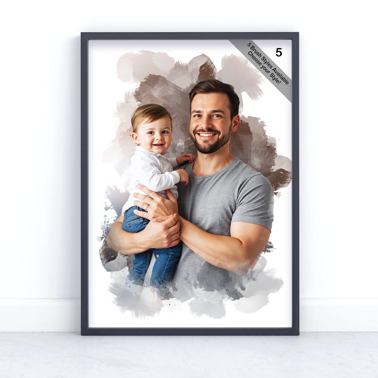 Father and Child Portrait | Custom Watercolour from Photo | Design Set 5 7 father and child portrait | custom watercolour from photo | design set 5