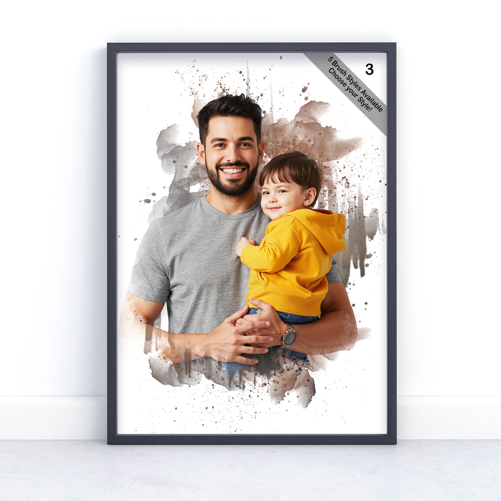 Father and Child Portrait | Custom Watercolour from Photo | Design Set 6 5 father and child portrait | custom watercolour from photo | design set 6