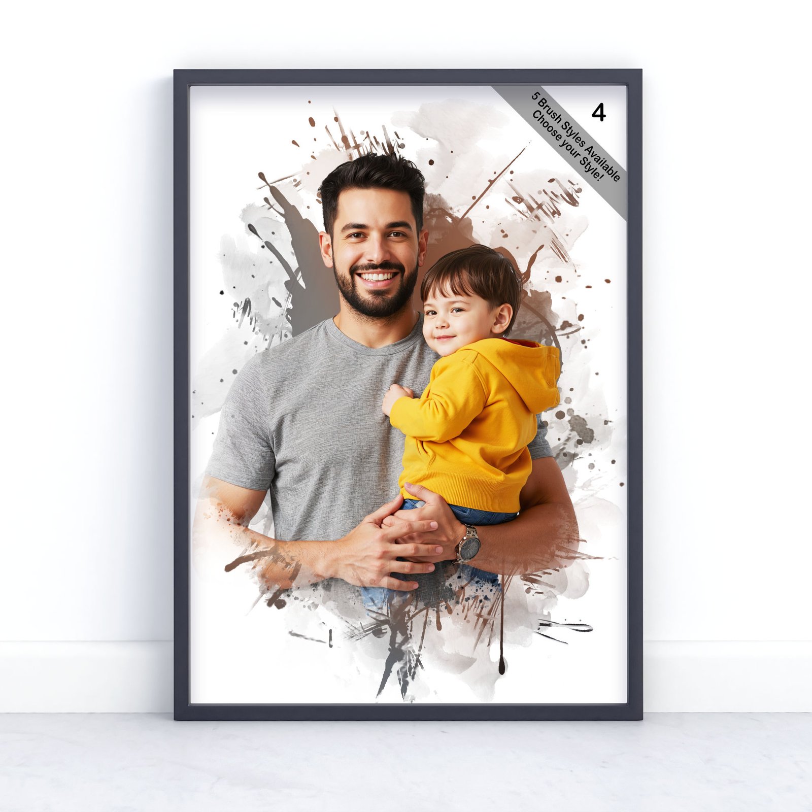 Father and Child Portrait | Custom Watercolour from Photo | Design Set 6 6 father and child portrait | custom watercolour from photo | design set 6