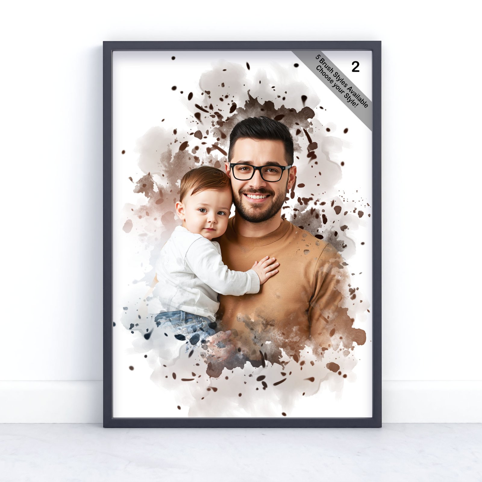 Father and Child Portrait | Custom Watercolour from Photo | Design Set 8 4 father and child portrait | custom watercolour from photo | design set 8