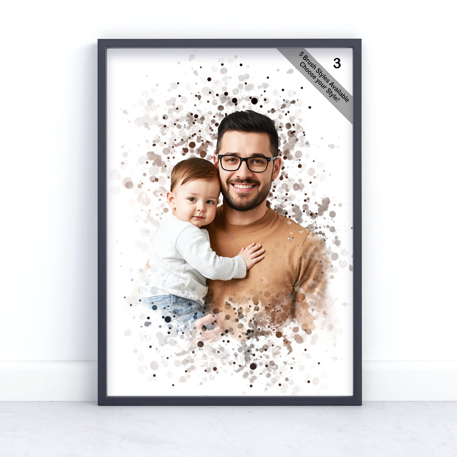 Father and Child Portrait | Custom Watercolour from Photo | Design Set 8 5 father and child portrait | custom watercolour from photo | design set 8