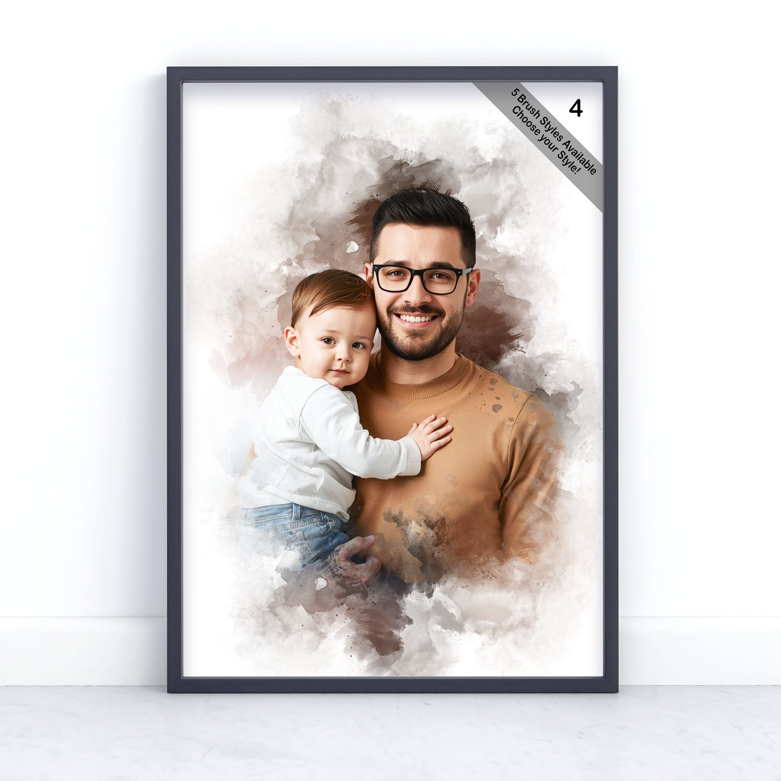 Father and Child Portrait | Custom Watercolour from Photo | Design Set 8 6 father and child portrait | custom watercolour from photo | design set 8