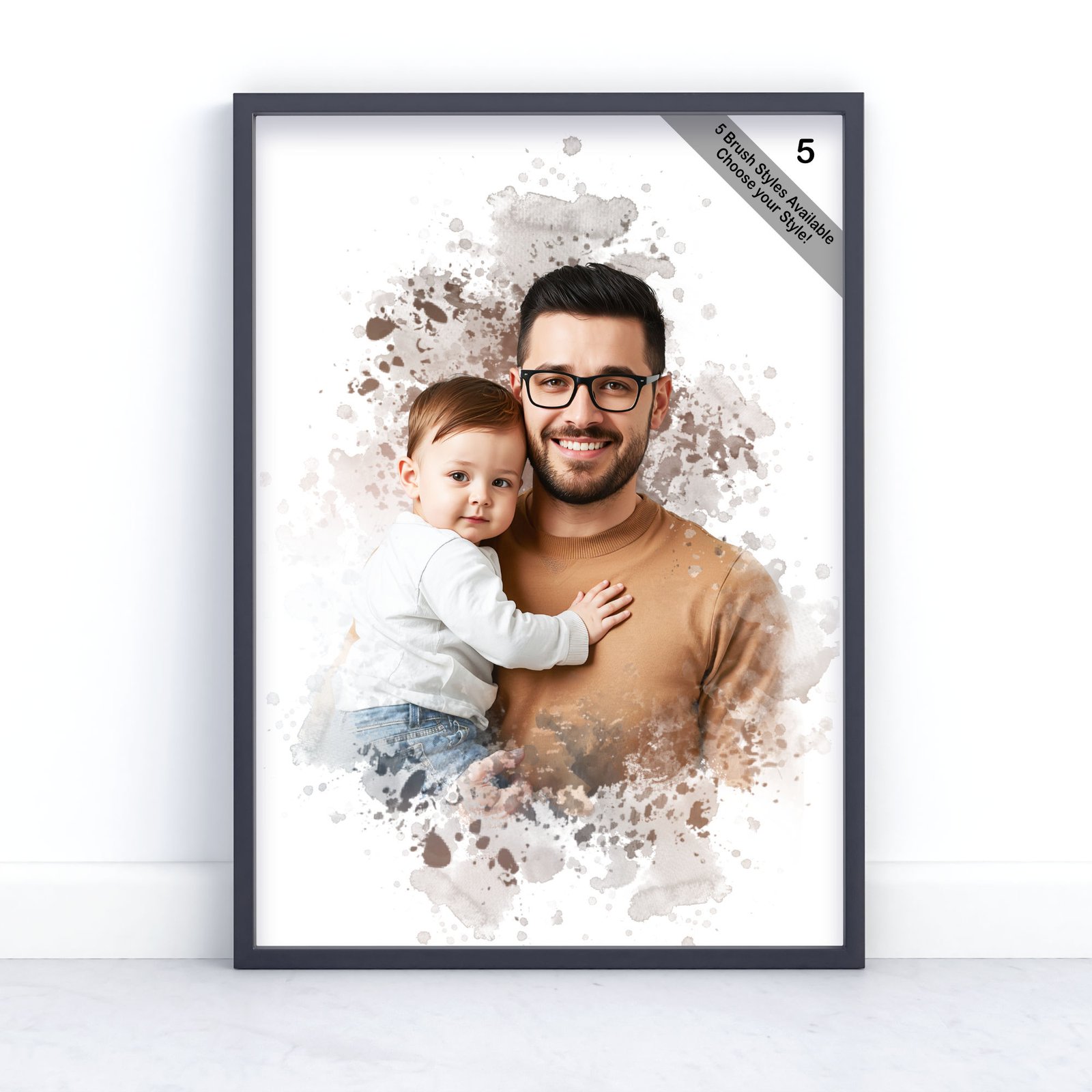 Father and Child Portrait | Custom Watercolour from Photo | Design Set 8 7 father and child portrait | custom watercolour from photo | design set 8