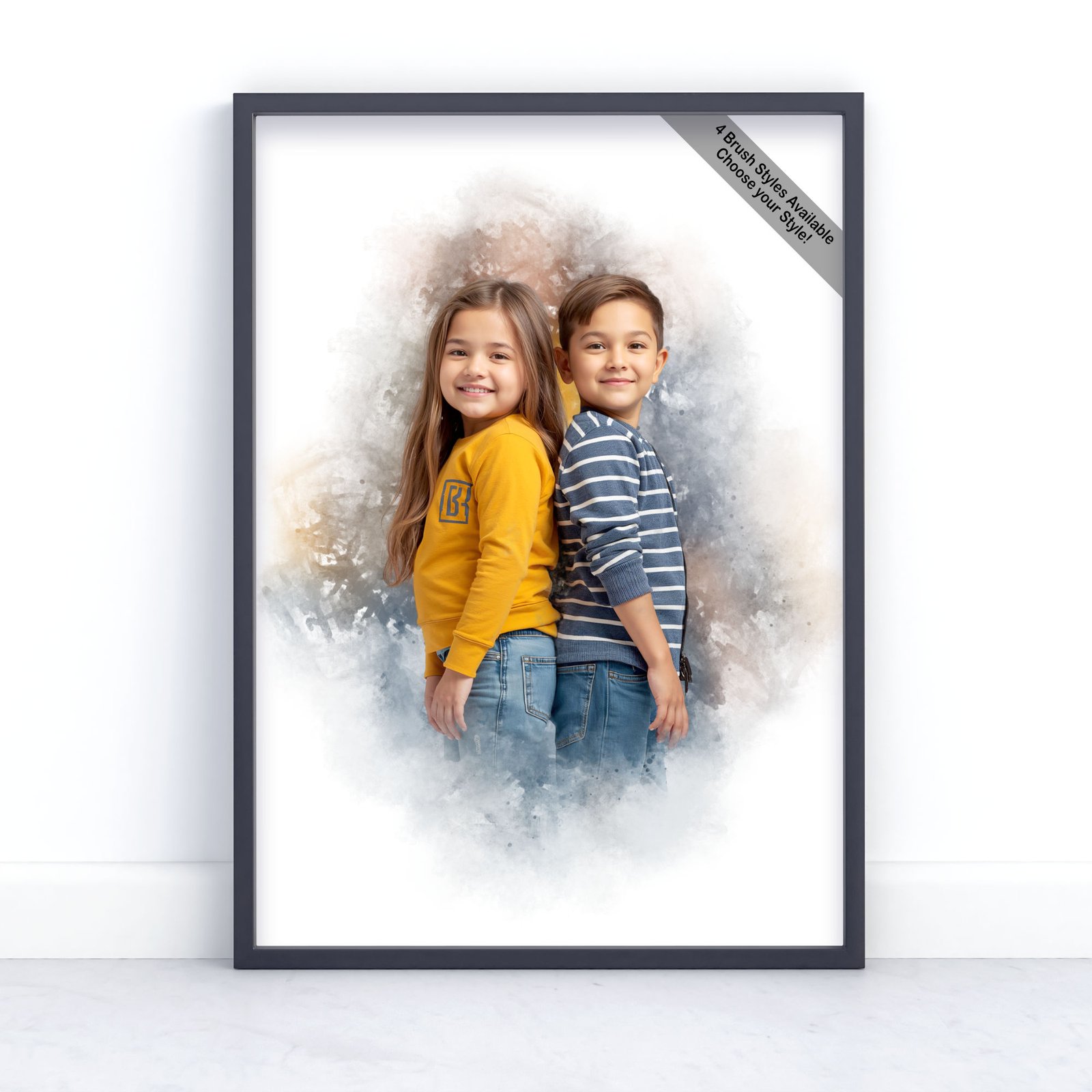 Children Portrait | Custom Watercolour Illustration from Photo | Design Set 1 1 Personalised children portrait from photo – capturing innocence and joy