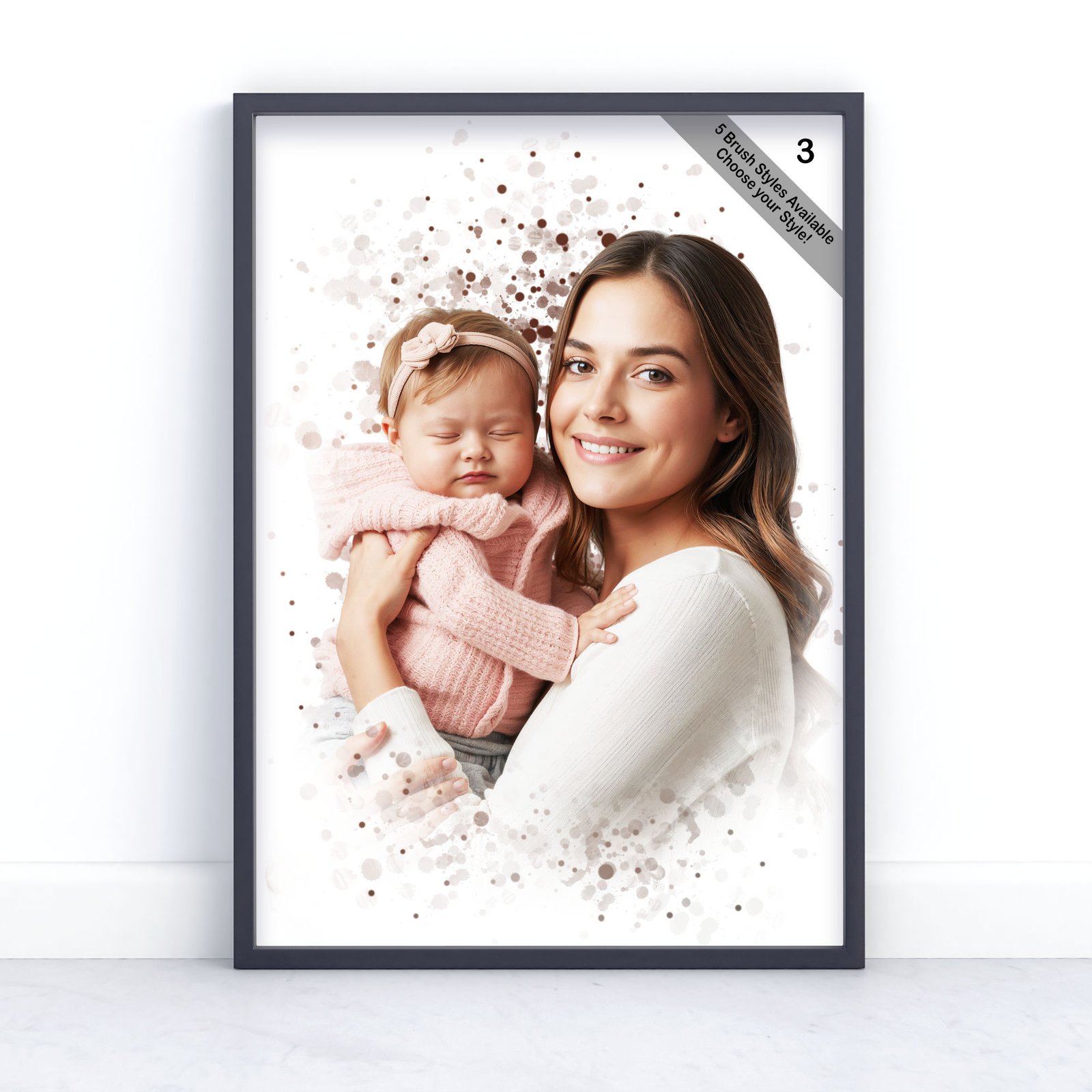 Mother and Child Portrait | Custom Watercolour from Photo | Design Set 8 5 square frame