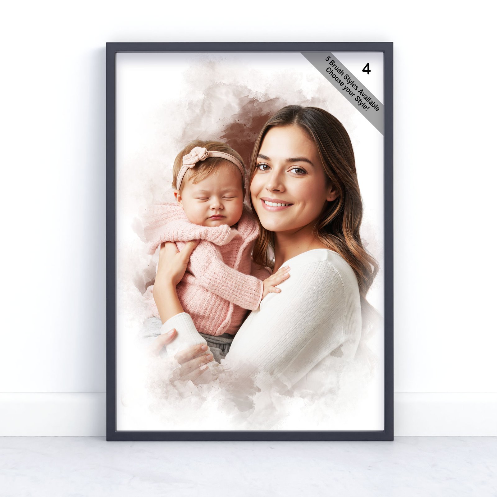 Mother and Child Portrait | Custom Watercolour from Photo | Design Set 8 6 square frame