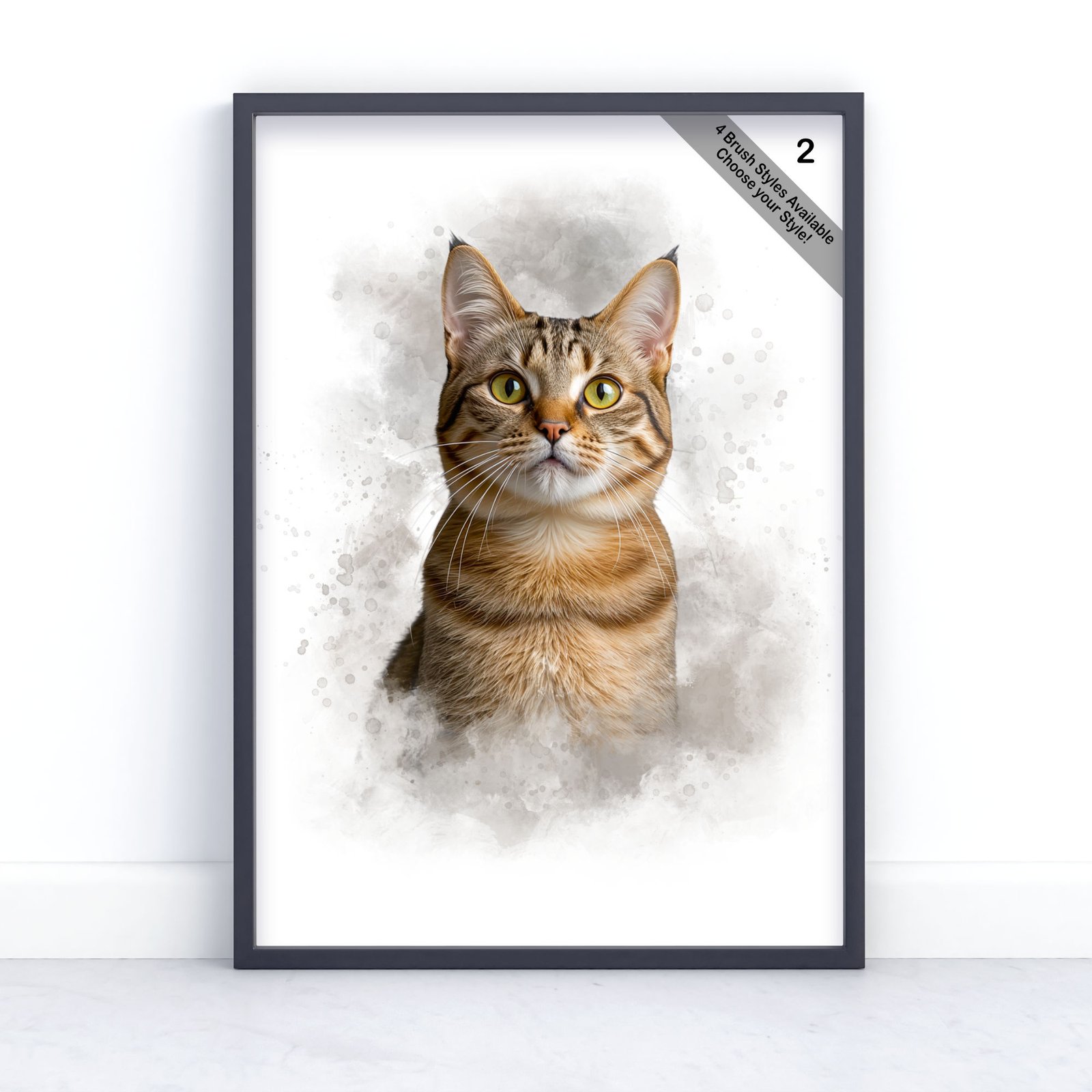 Custom Pet Portrait | Personalised Watercolour Artwork from Photo | Design Set 3 4 square frame