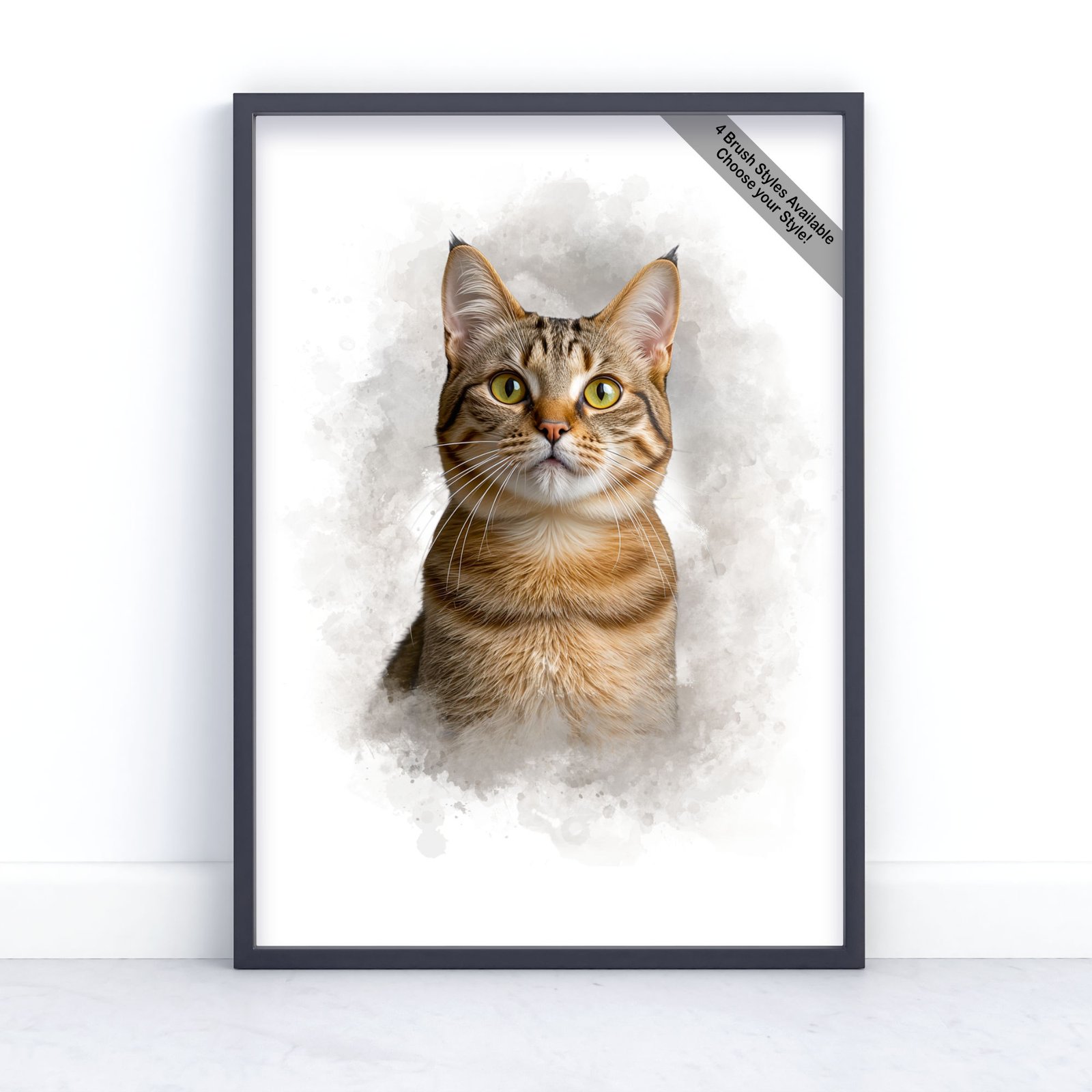 Custom Pet Portrait | Personalised Watercolour Artwork from Photo | Design Set 3 1 square frame