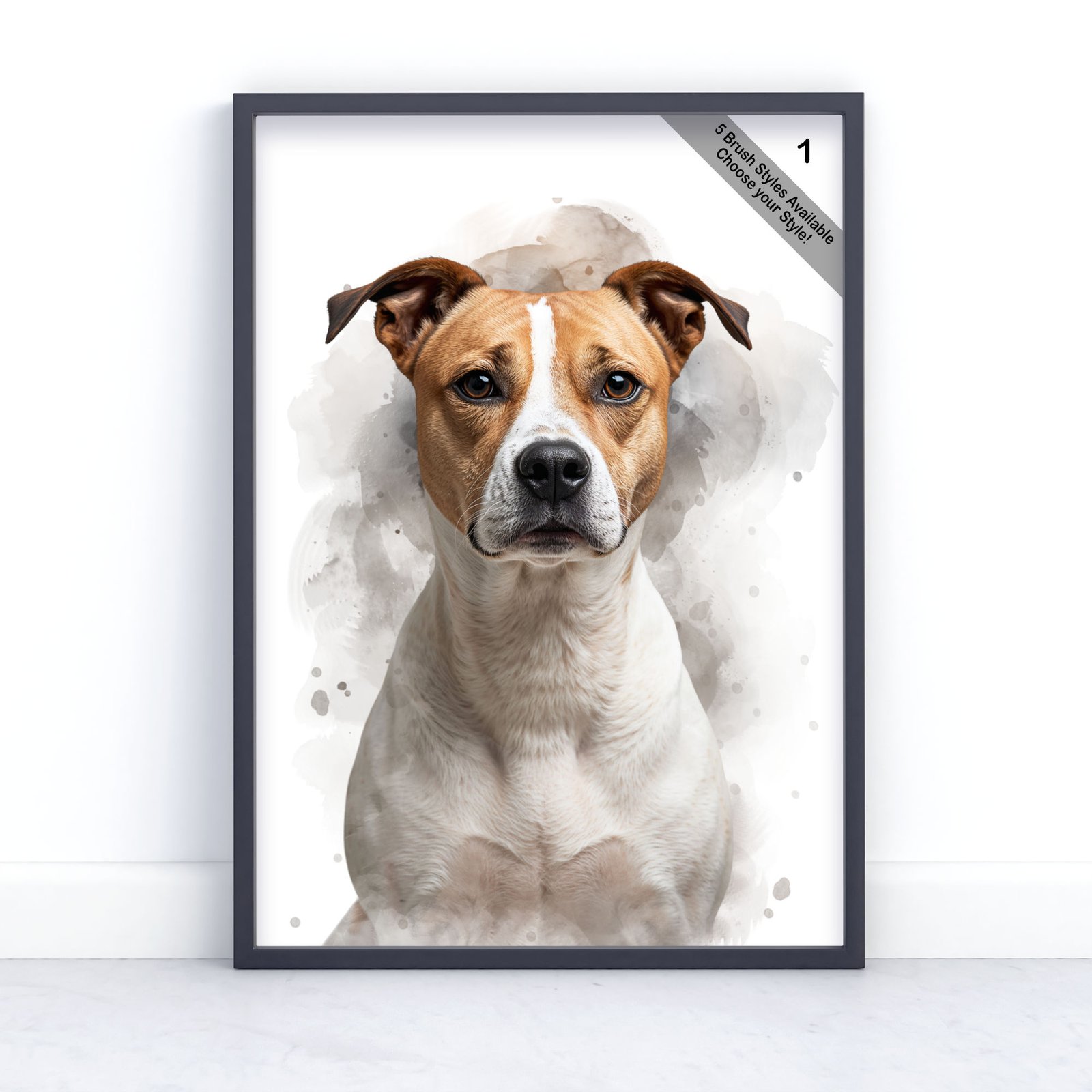 Custom Pet Portrait | Personalised Watercolour Artwork from Photo | Design Set 4 3 square frame