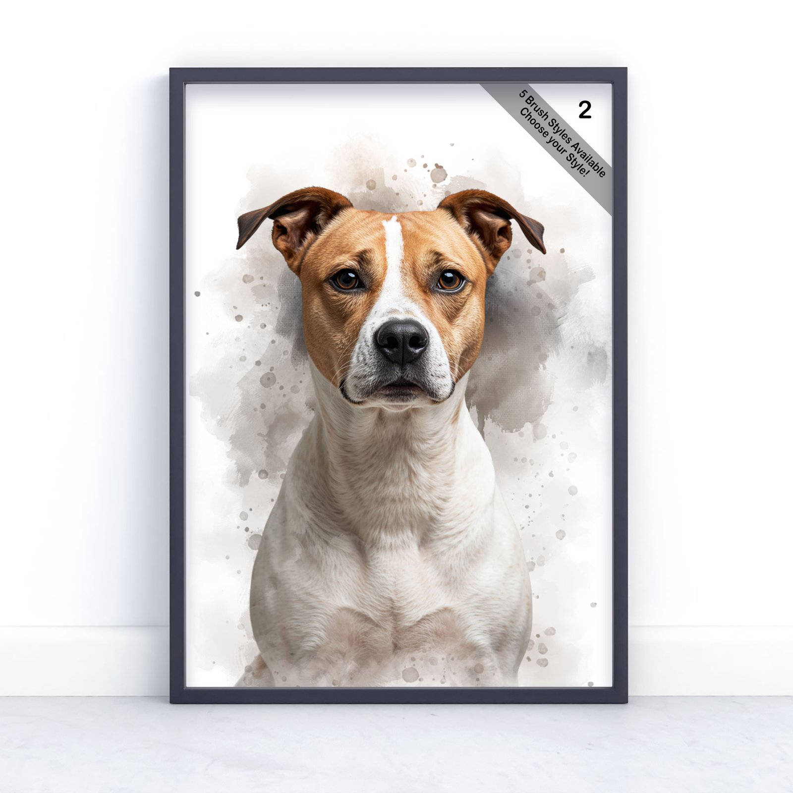 Custom Pet Portrait | Personalised Watercolour Artwork from Photo | Design Set 4 4 square frame