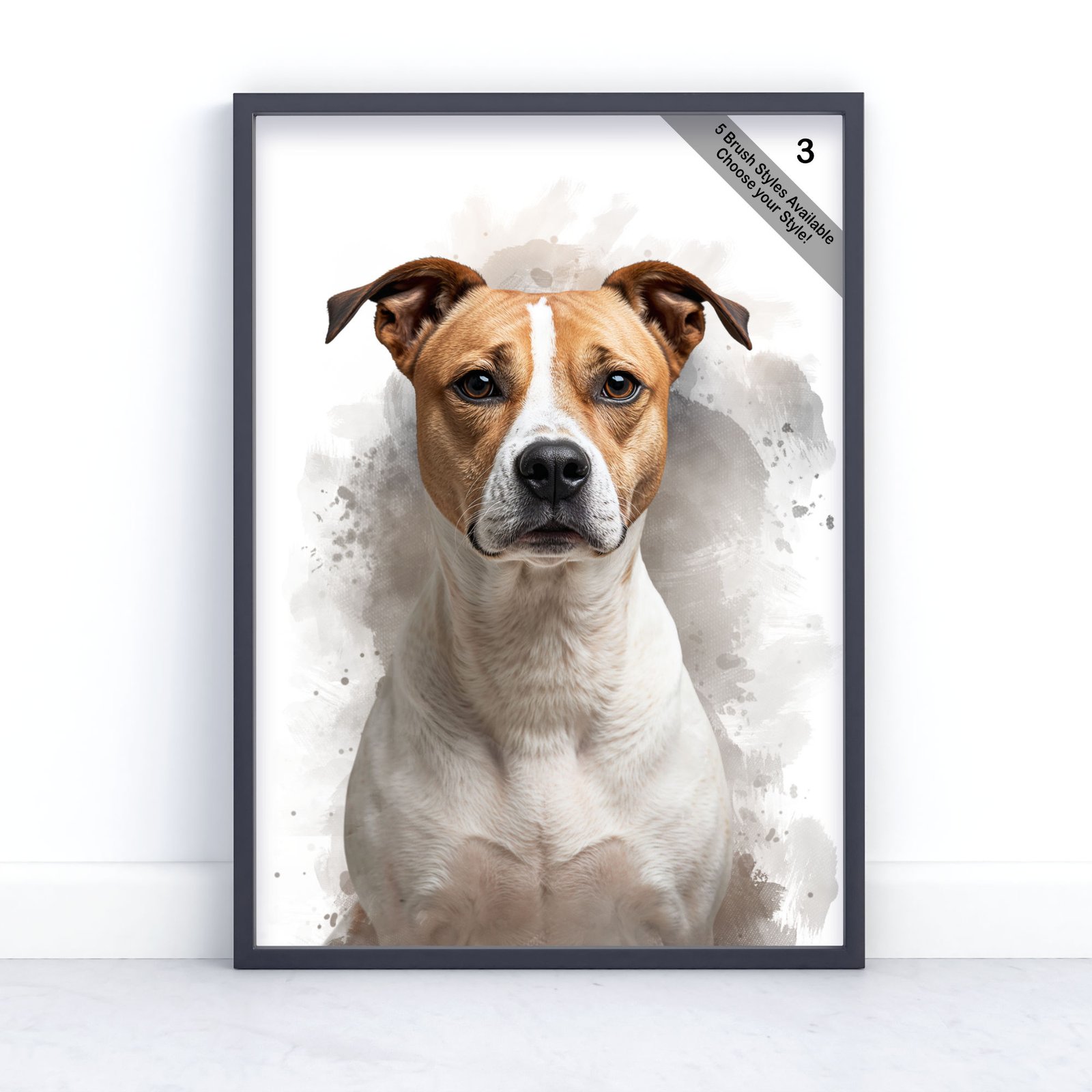 Custom Pet Portrait | Personalised Watercolour Artwork from Photo | Design Set 4 5 square frame