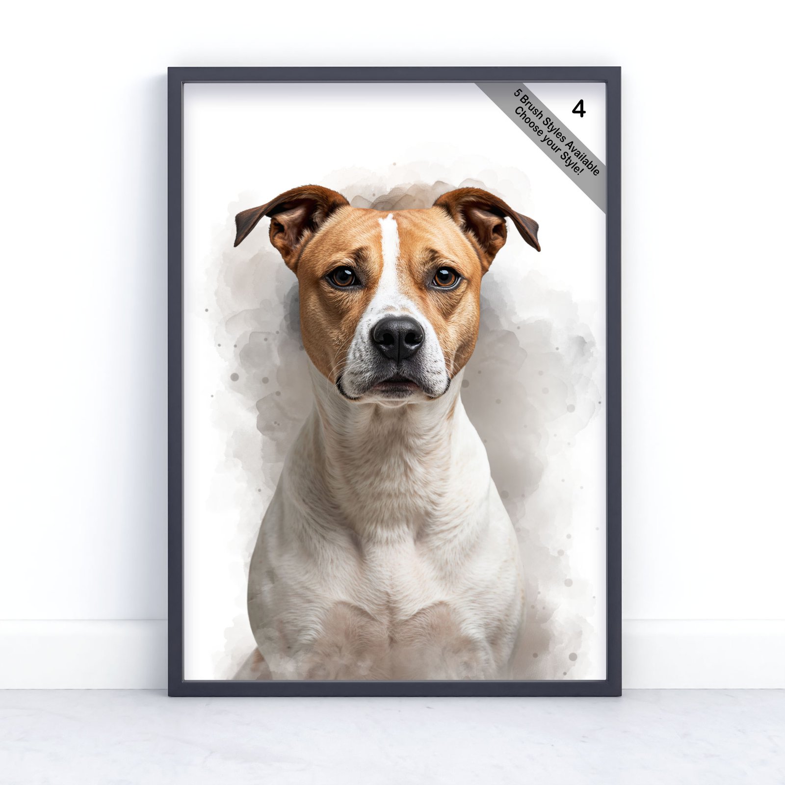 Custom Pet Portrait | Personalised Watercolour Artwork from Photo | Design Set 4 6 square frame