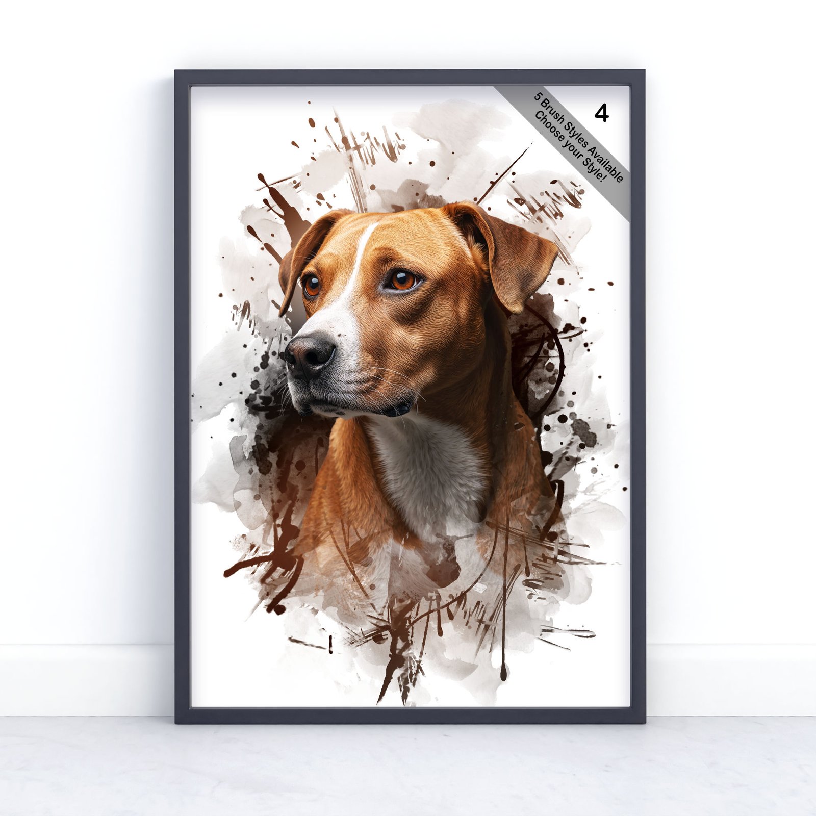 Custom Pet Portrait | Personalised Watercolour Artwork from Photo | Design Set 6 6 square frame