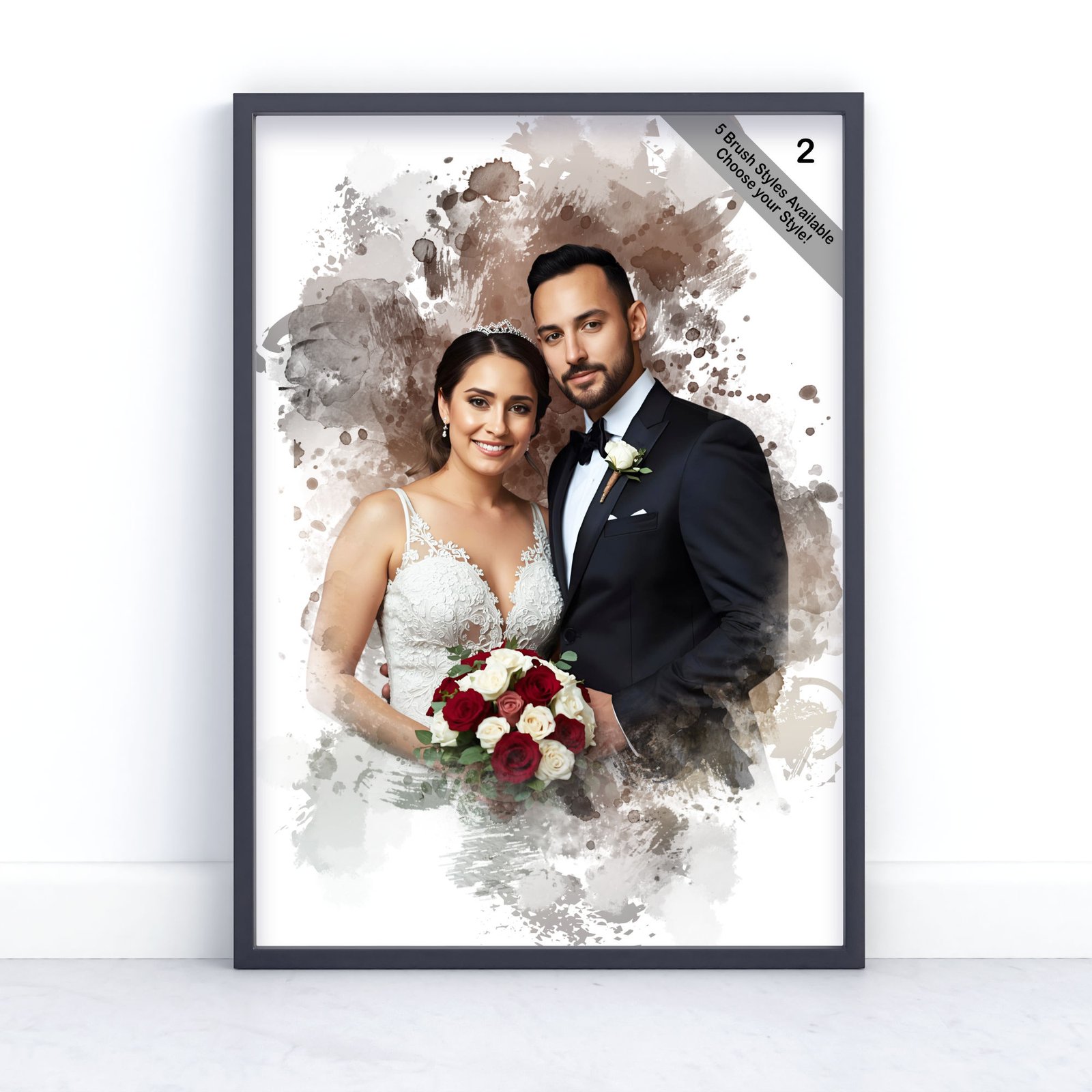 Custom Wedding Portrait from Photo | Personalised Keepsake | Design Set 5 4 square frame