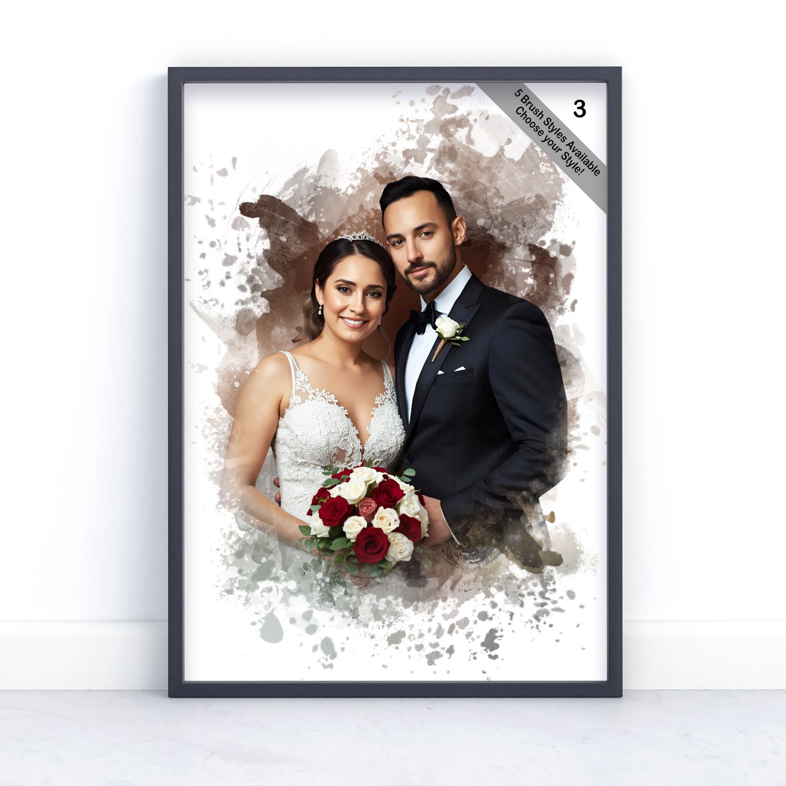 Custom Wedding Portrait from Photo | Personalised Keepsake | Design Set 5 5 square frame