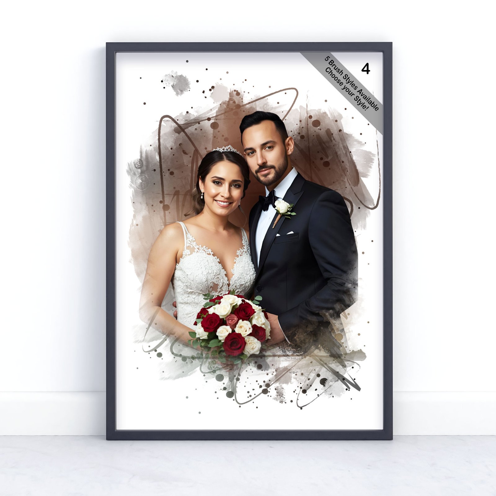 Custom Wedding Portrait from Photo | Personalised Keepsake | Design Set 5 6 square frame