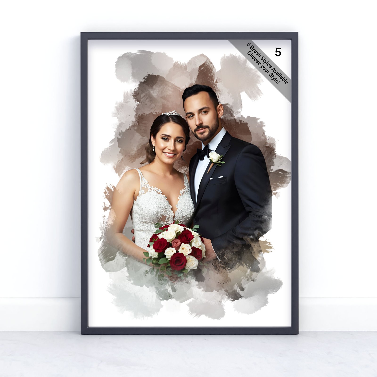 Custom Wedding Portrait from Photo | Personalised Keepsake | Design Set 5 7 square frame