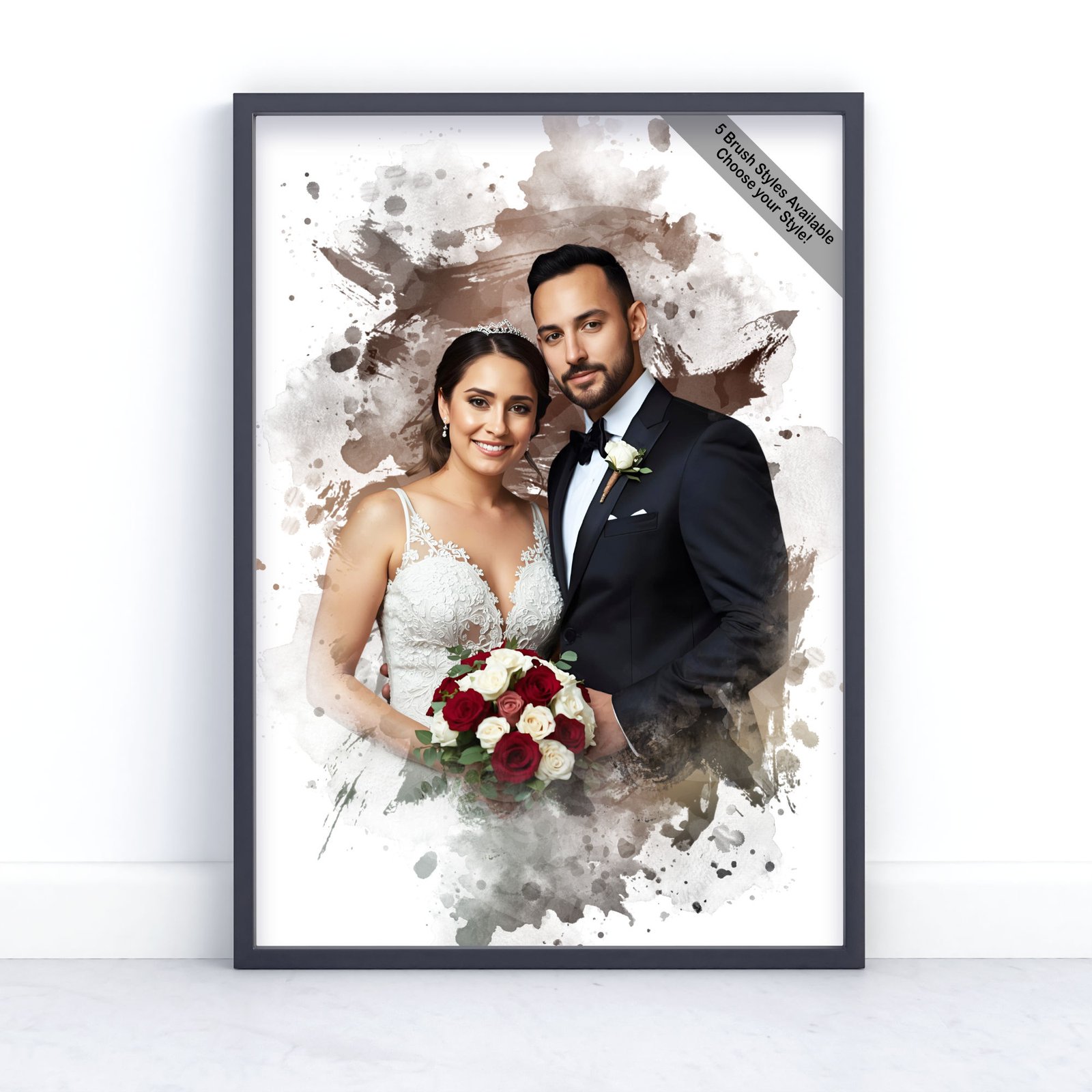 Custom Wedding Portrait from Photo | Personalised Keepsake | Design Set 5 1 square frame