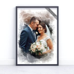 Custom Watercolour Wedding Portrait from Photo | Personalised Wedding Keepsake | Design Set 8