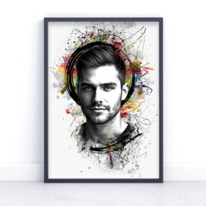 Abstract mixed media portrait from photo