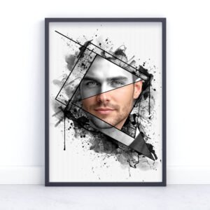 Abstract mixed media portrait print from photo