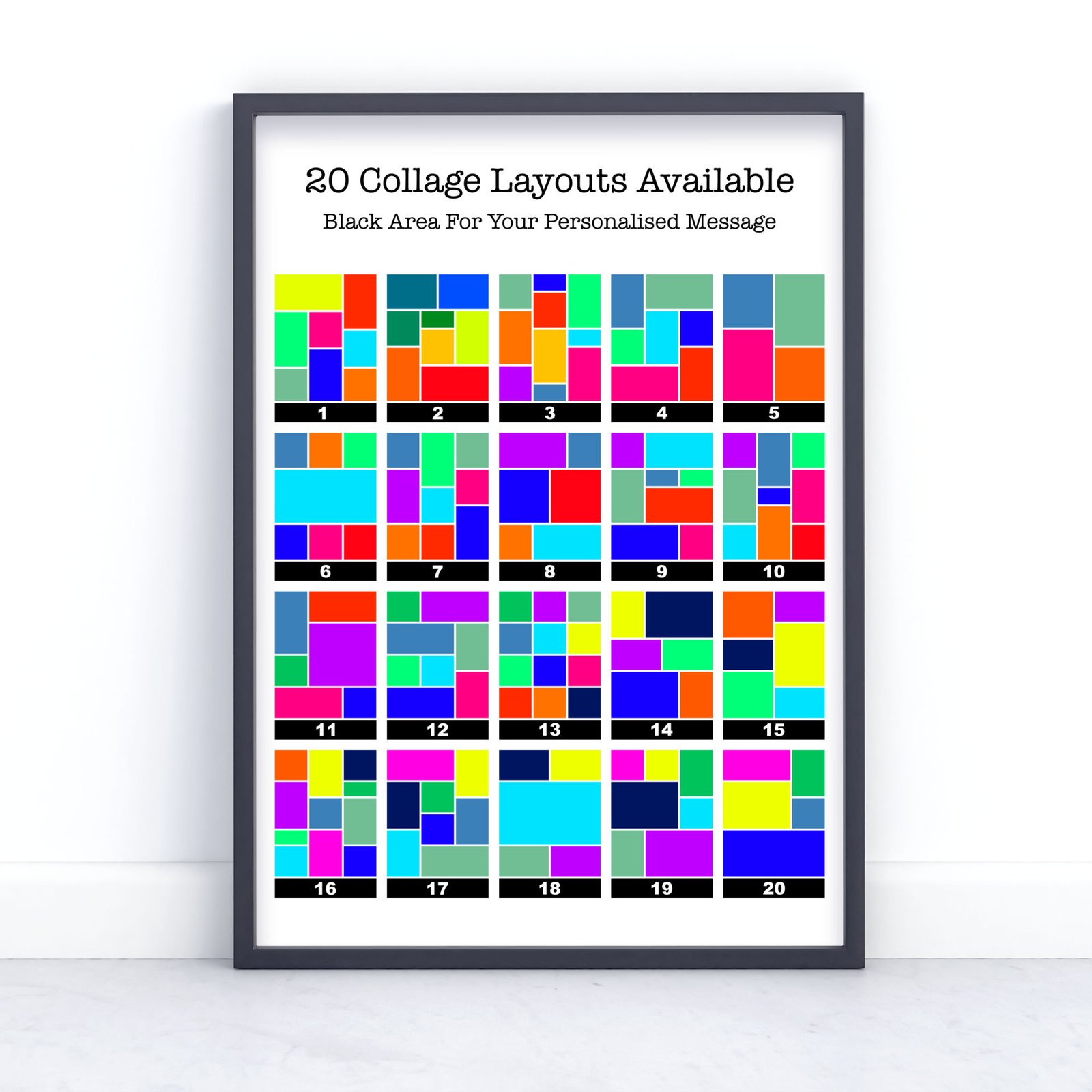 Photo Collage Print – Personalised Multi Photo Wall Art 10 20 Collage Layouts Option