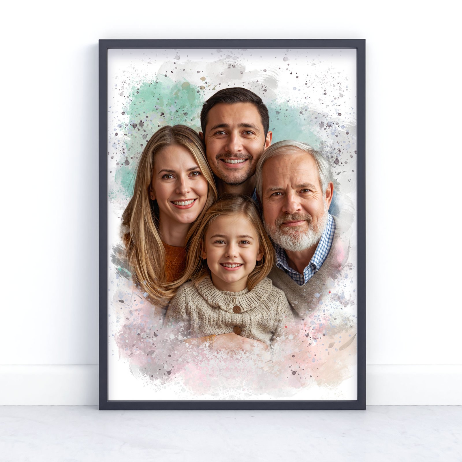 Personalised Family Portrait Print - Painting Effect 2 Personalised Family Portrait Print - Painting Effect - Image 2