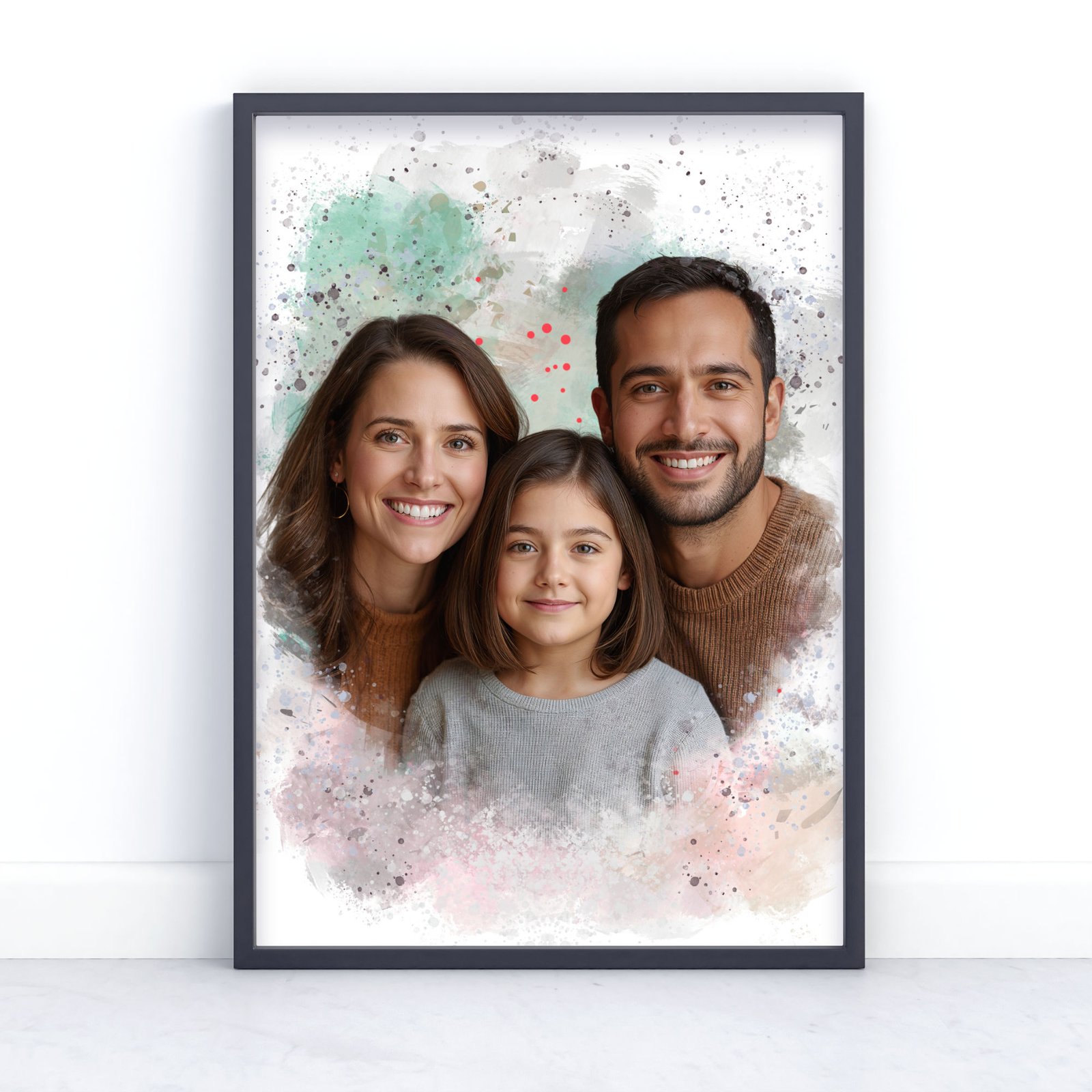 Personalised Family Portrait Print - Painting Effect 1 personalised family portrait print from photo