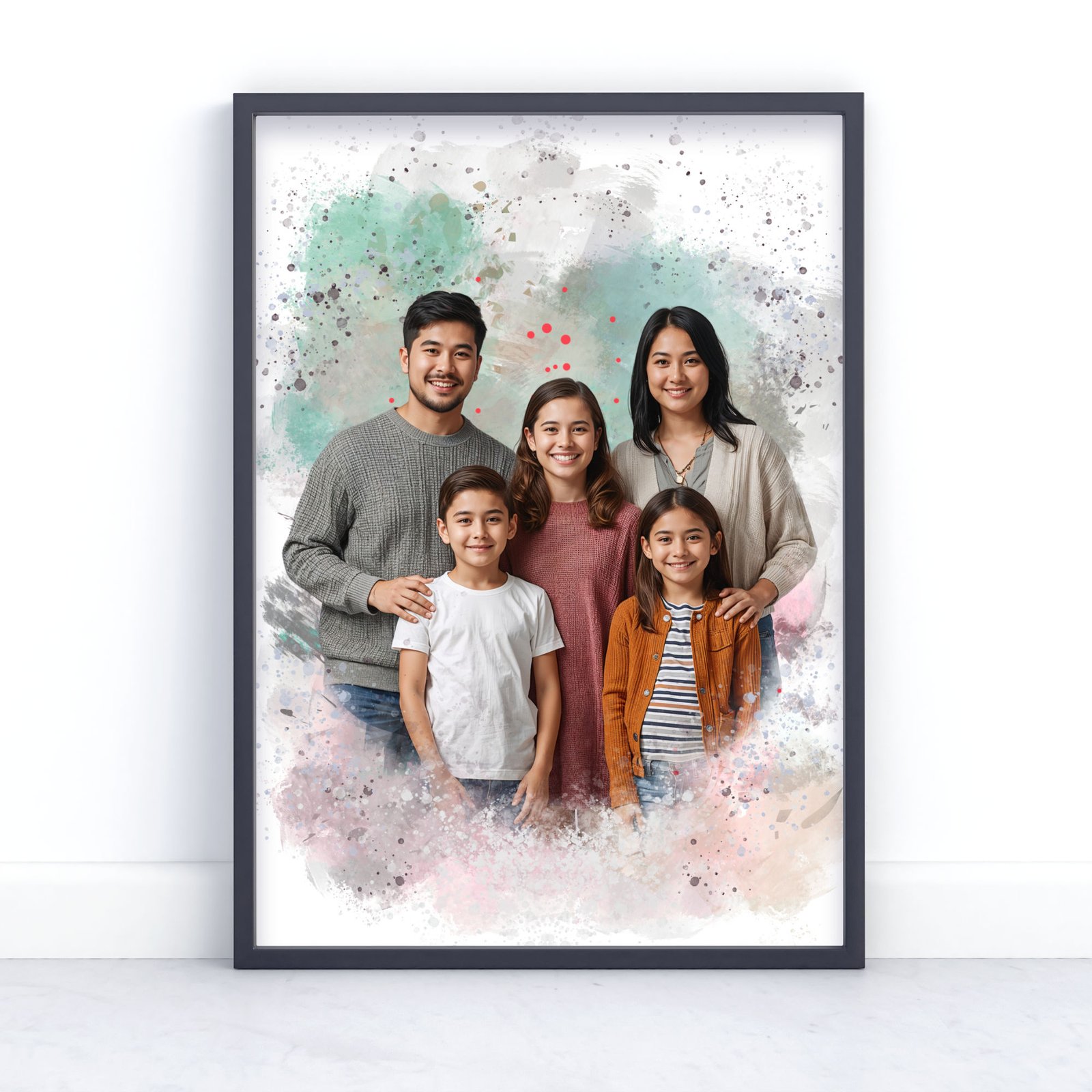 Personalised Family Portrait Print - Painting Effect 5 Personalised Family Portrait Print - Painting Effect - Image 5