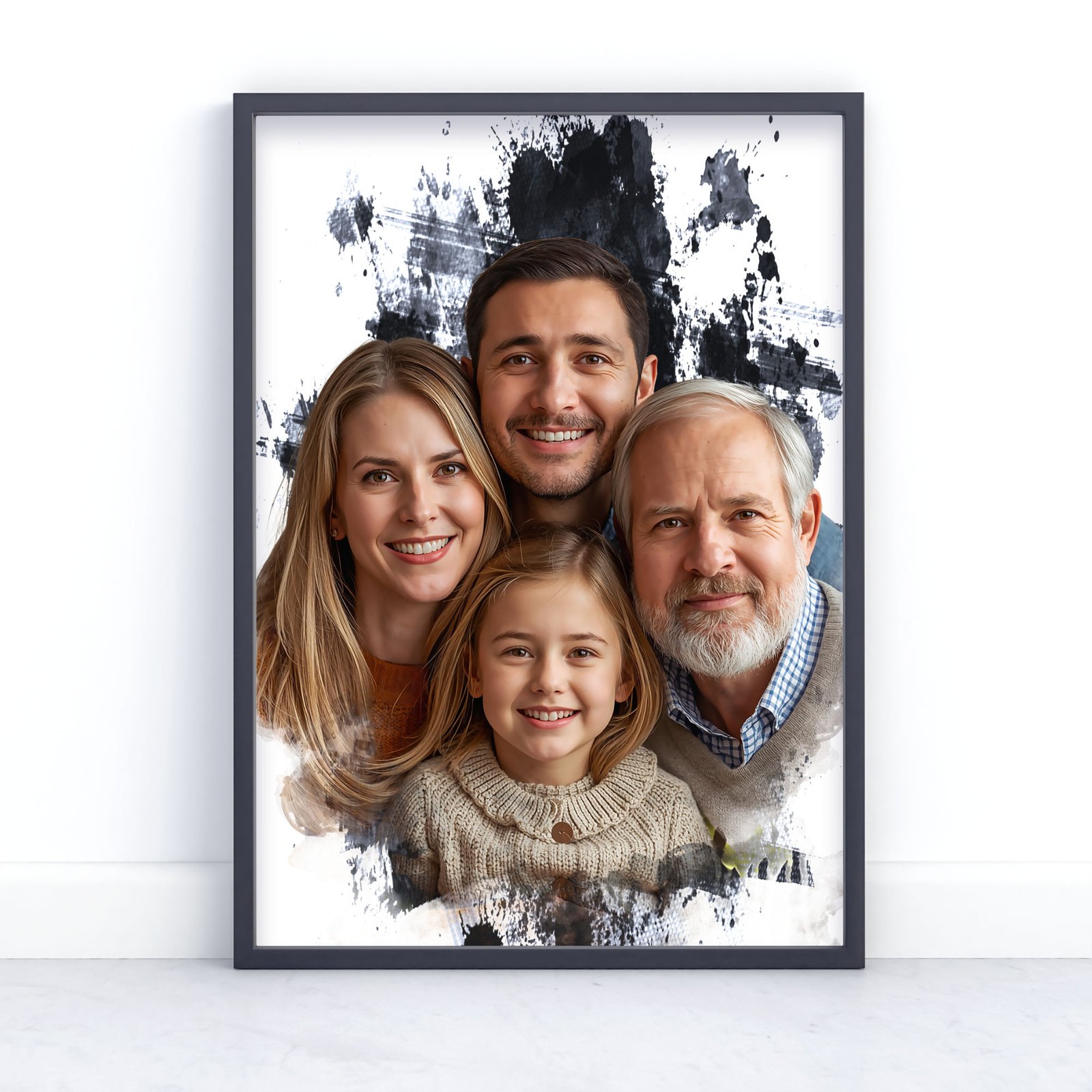 Family Portrait Print Gift - Painting Effect 7 family portrait print gift