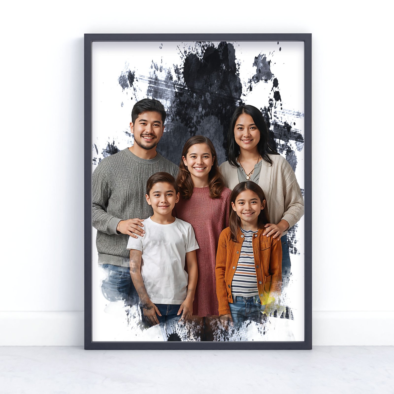 Family Portrait Print Gift - Painting Effect 6 Family Portrait Print Gift - Painting Effect - Image 6