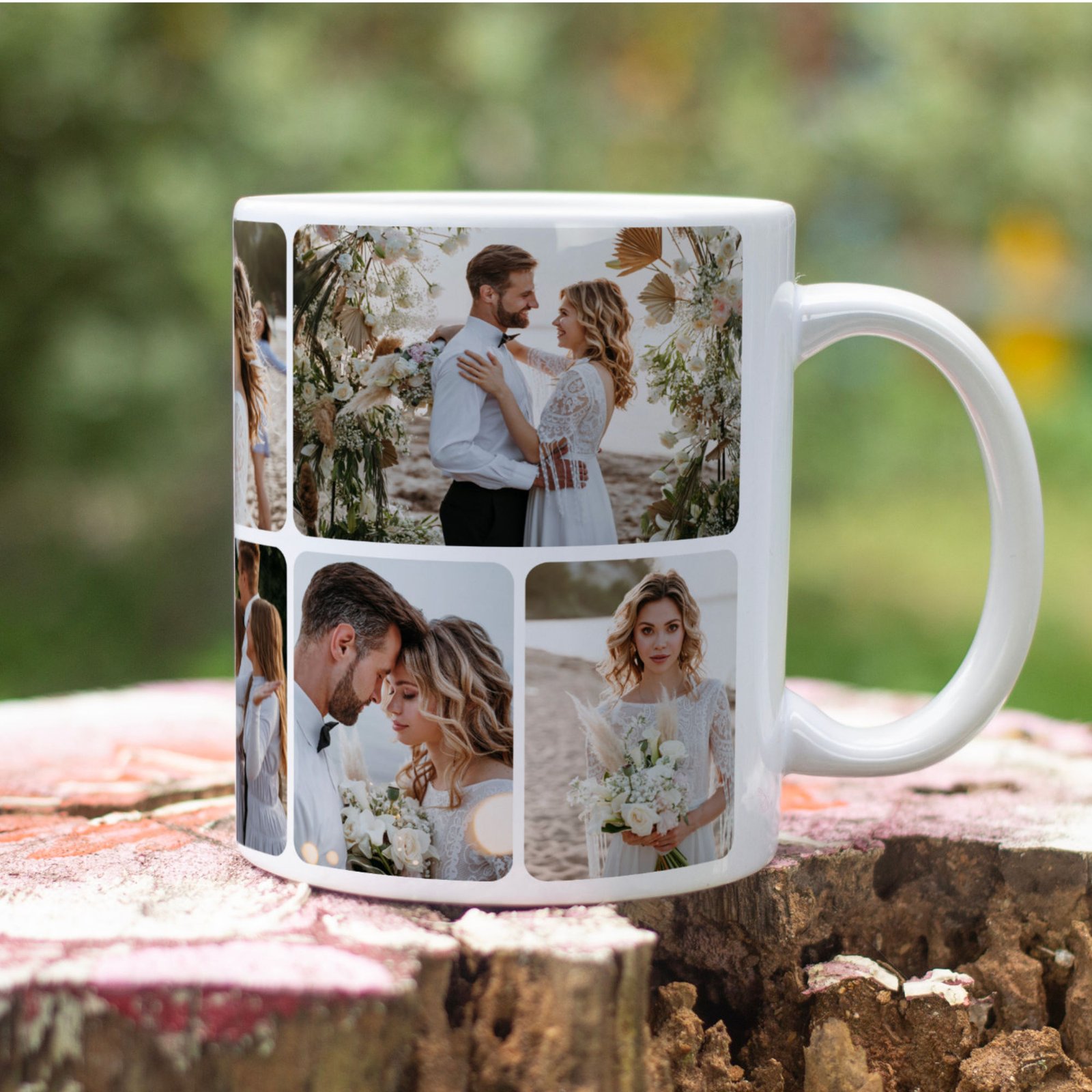 Personalised Photo Mug – Custom Collage Mug with Your Pictures 10 Wedding Photo Collage Mug